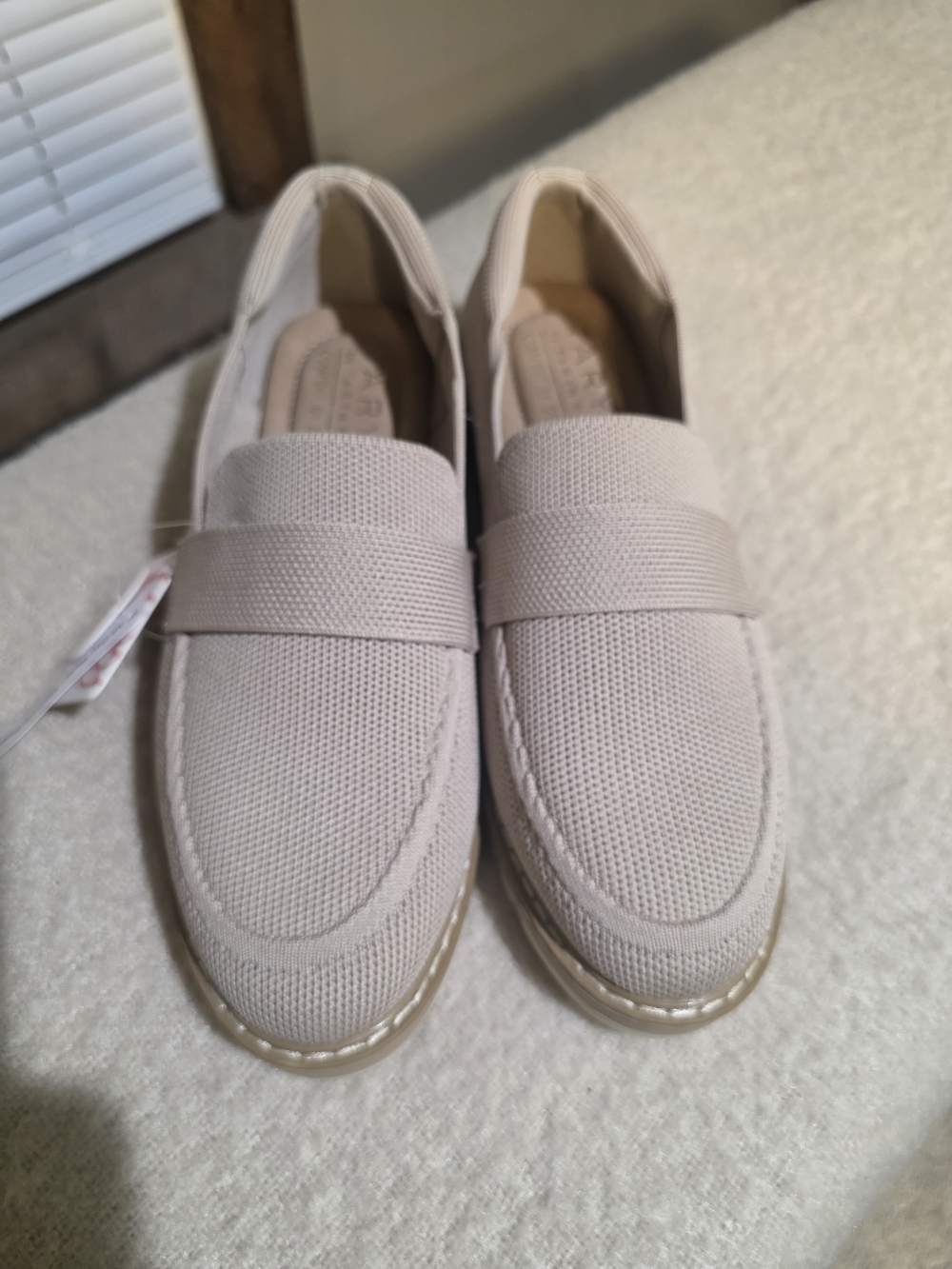 Taryn Rose Knit Penny Loafers in Light Beige